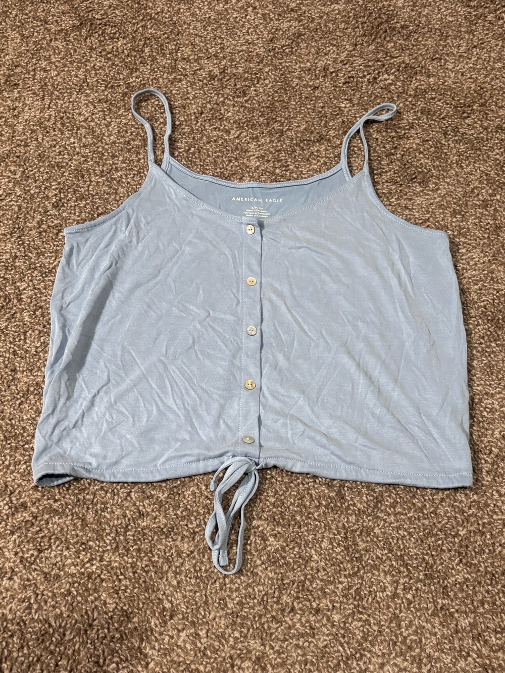 American Eagle Outfitters Light Blue Button Tie-Strap Cami